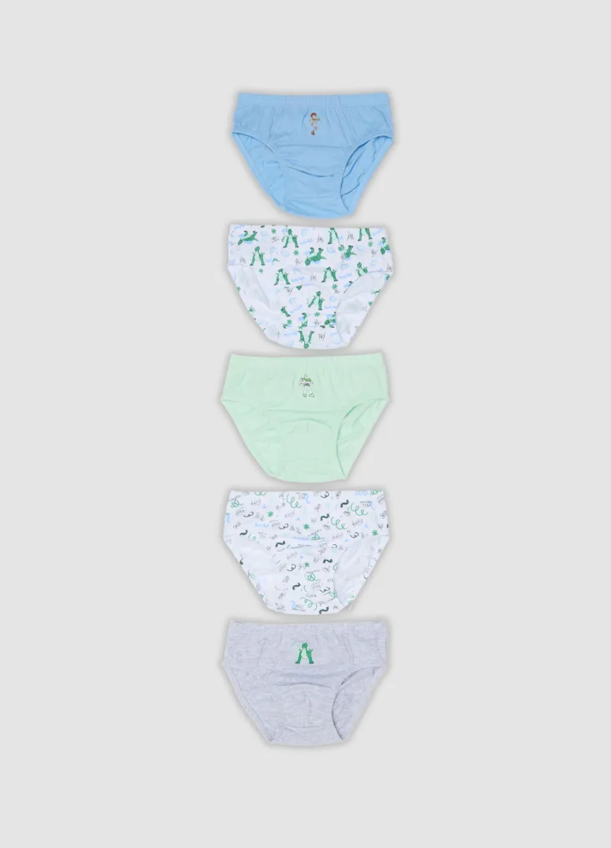 Multipack di cinque slip multicolor in cotone organico con stampe Toy Story