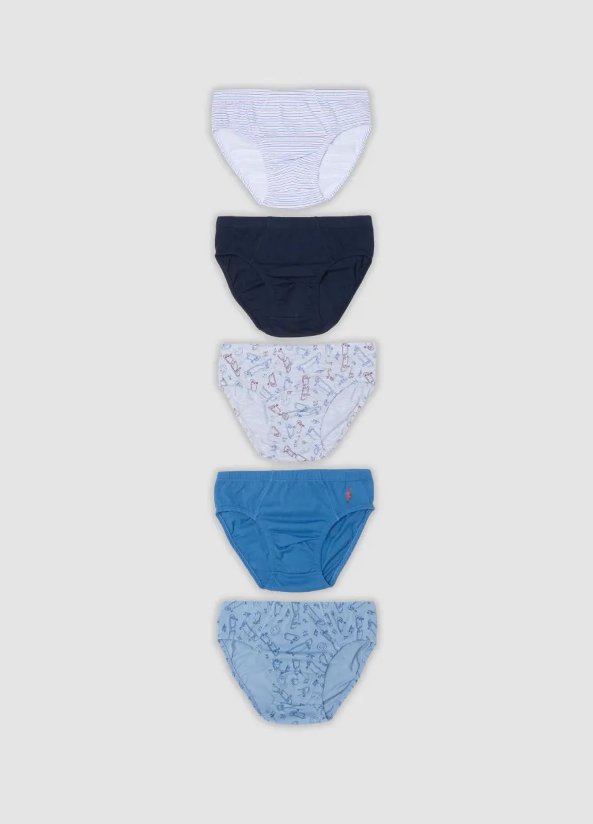 Multipack di cinque slip multicolor in puro cotone jersey organico