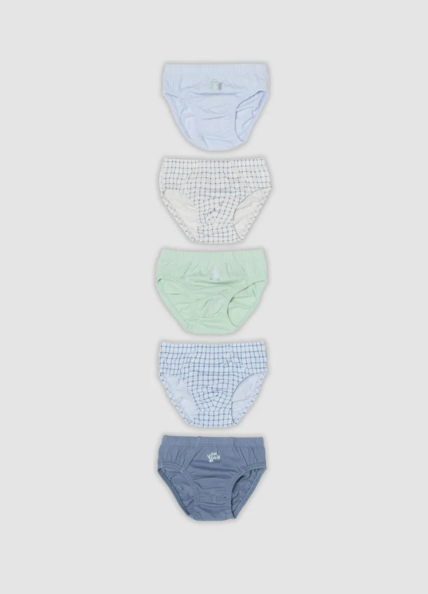 Multipack di cinque slip multicolor in puro cotone organico per neonato