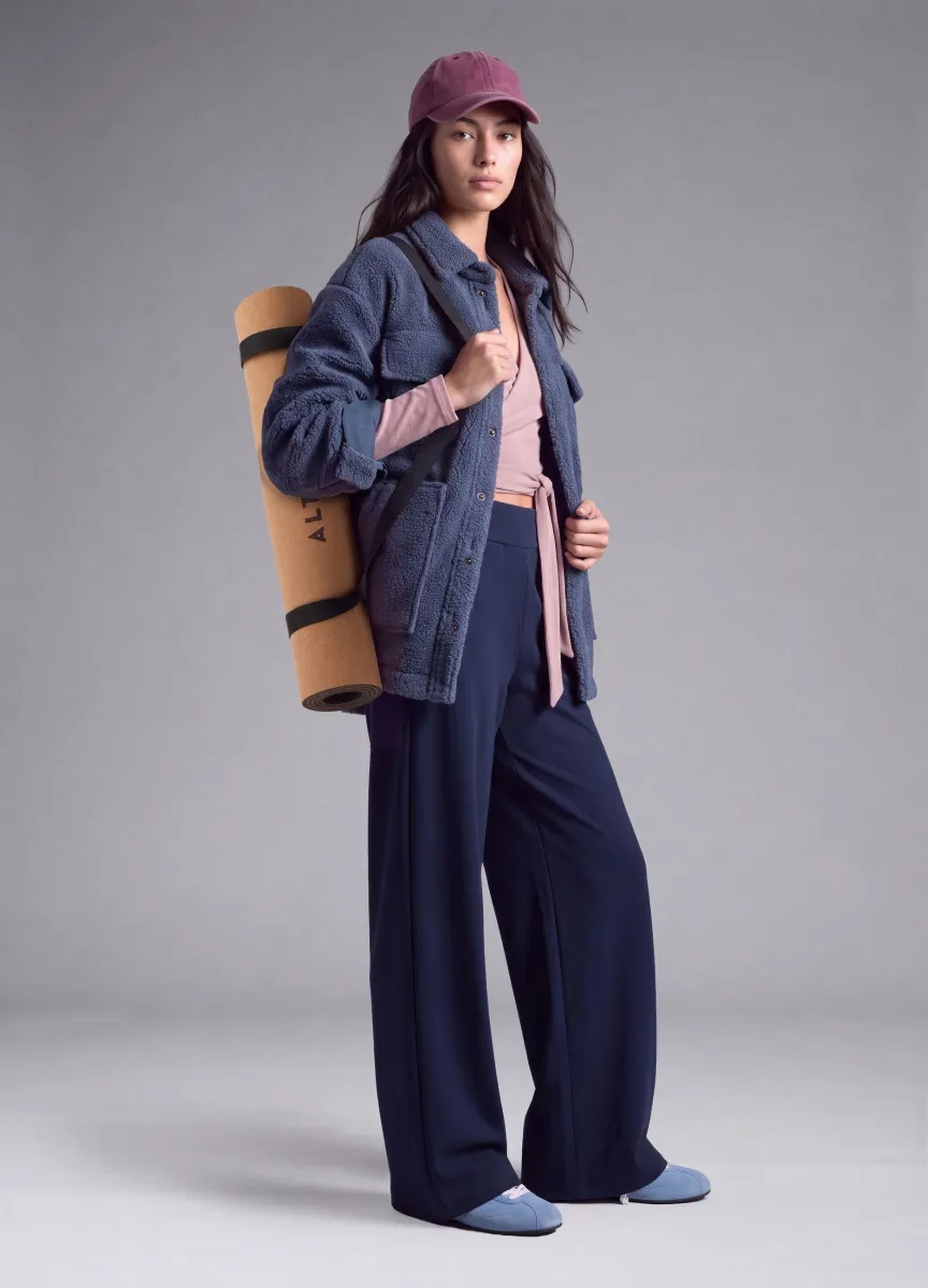 Pantaloni blu in tessuto elasticizzato wide leg ALTAVIA STUDIO