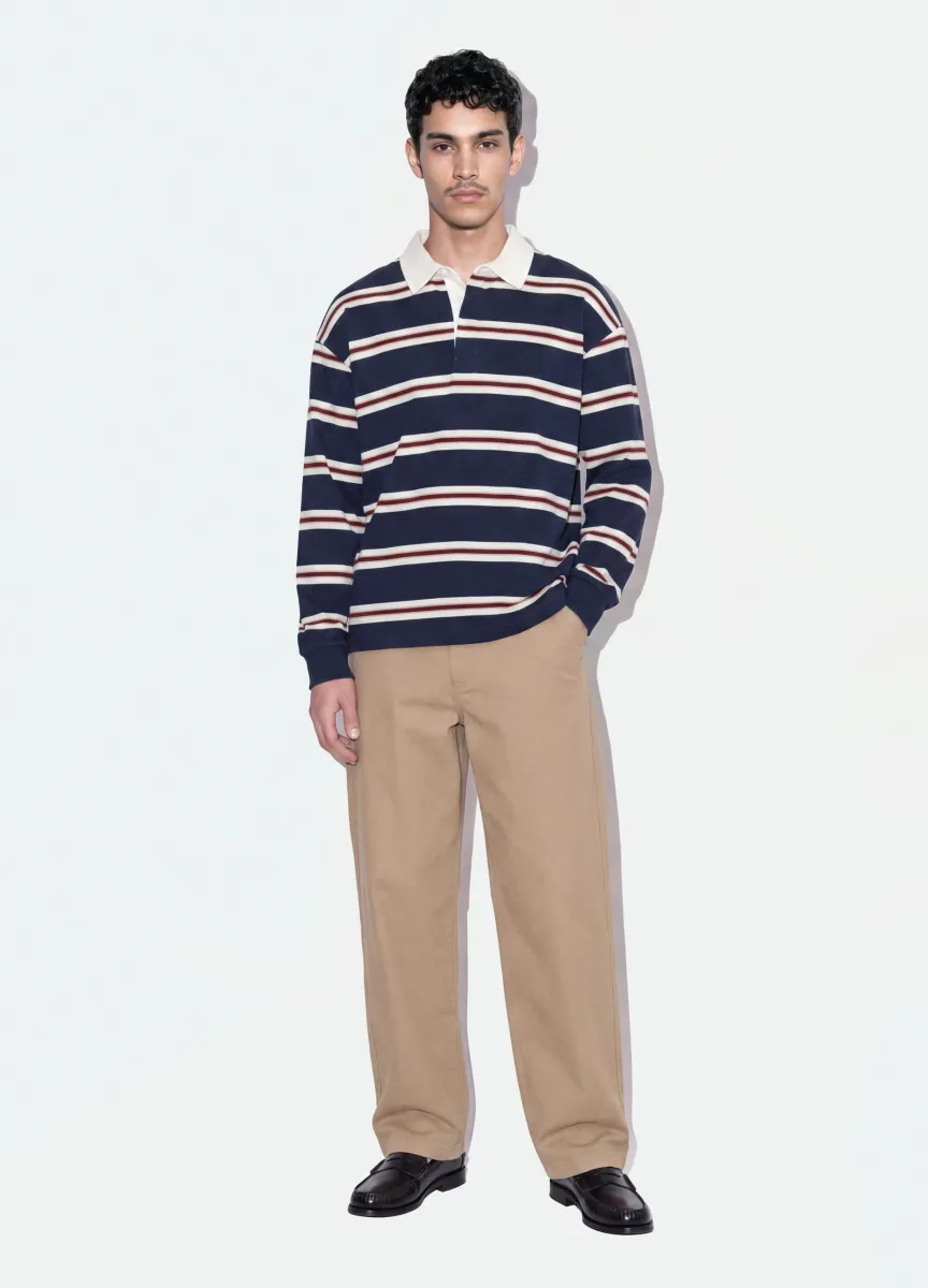 Pantaloni chino beige in puro cotone barrel fit