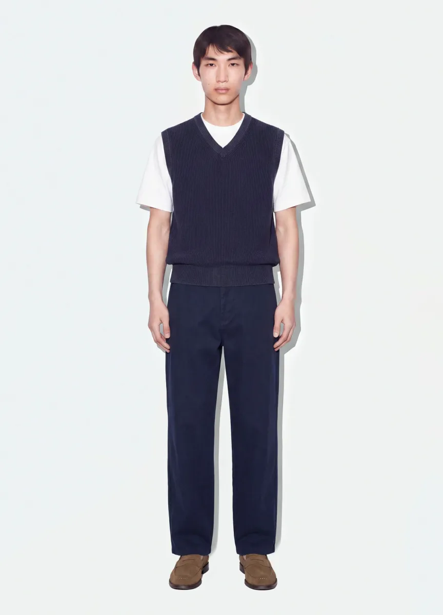 Pantaloni chino blu in puro cotone barrel fit