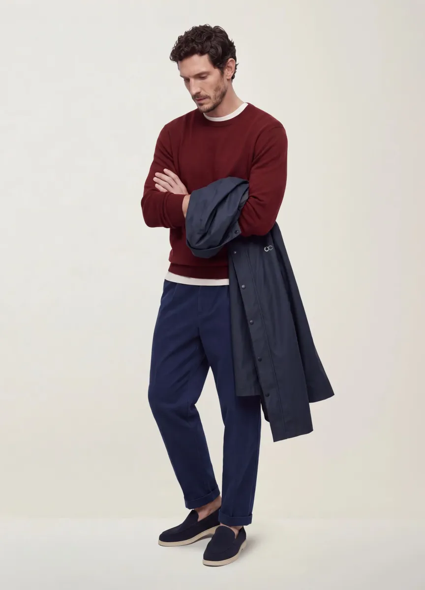 Pantaloni chino blu in puro cotone carrot fit