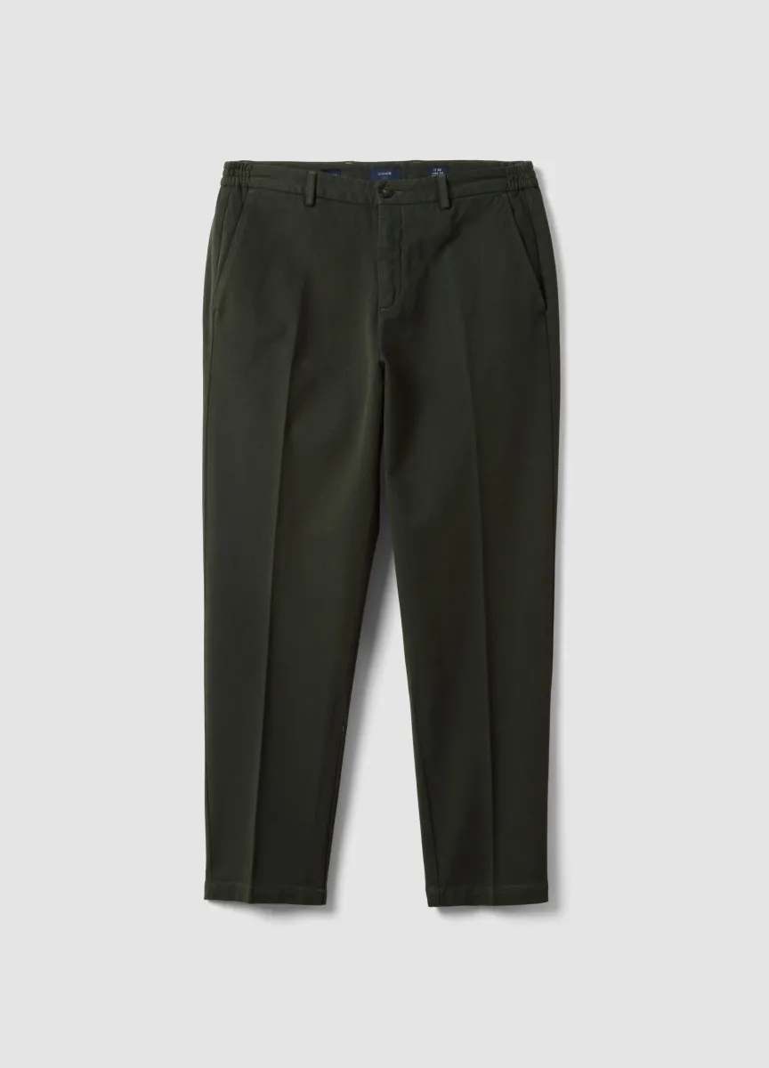 Pantaloni chino verdi in cotone e modal elasticizzato