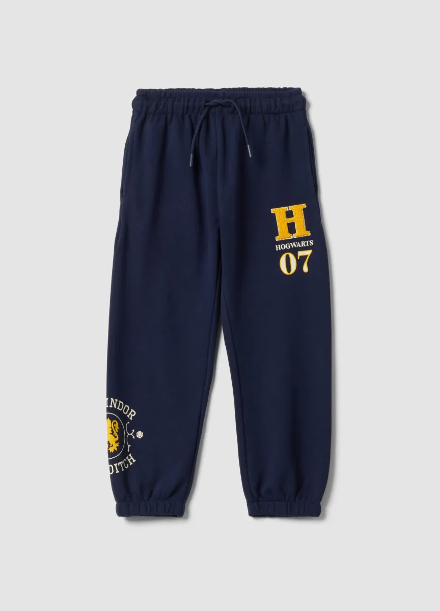 Pantaloni jogger blu in misto cotone con stampa Harry Potter per bambino