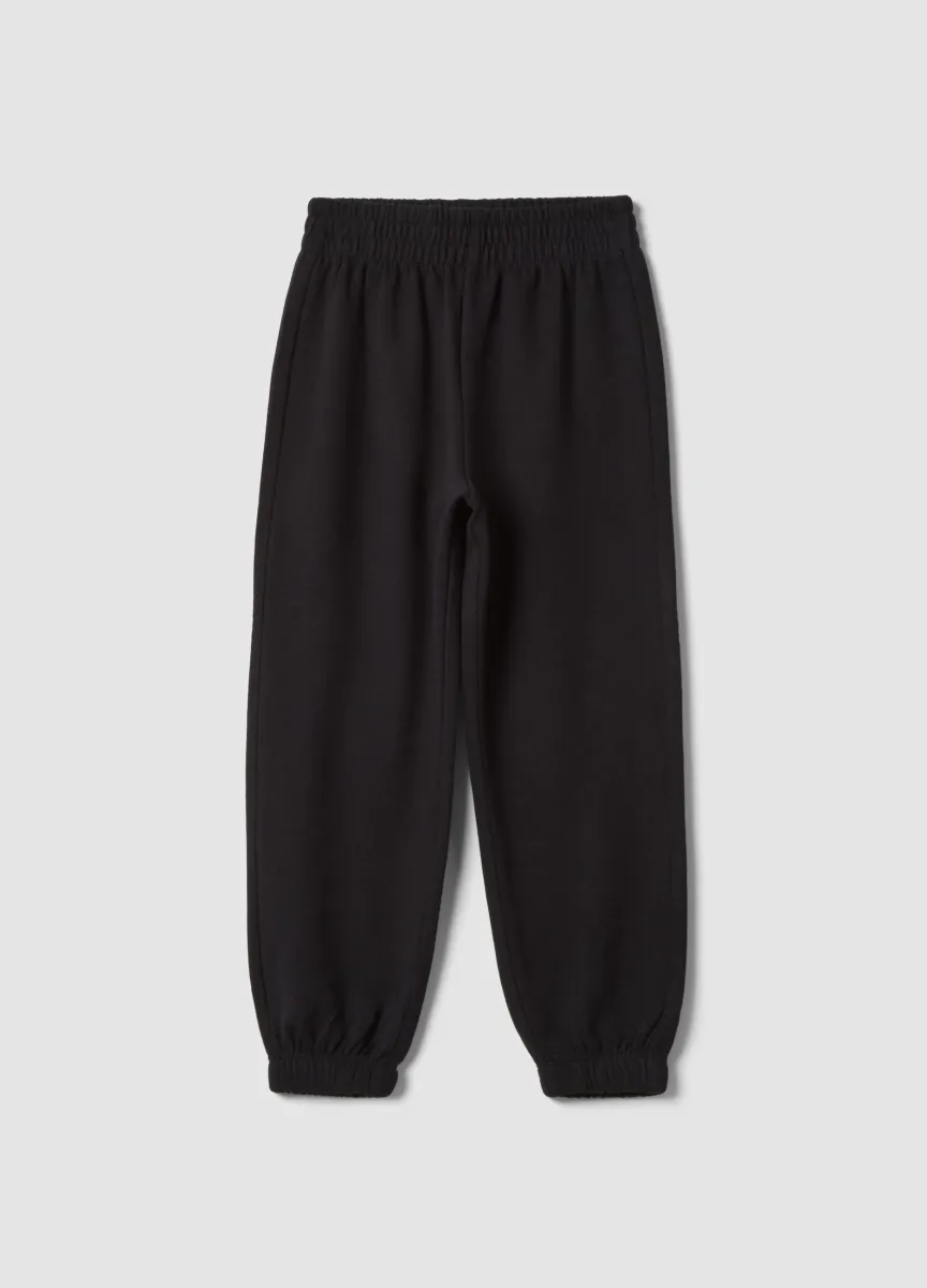 Pantaloni jogger neri in puro cotone da bambina regular fit