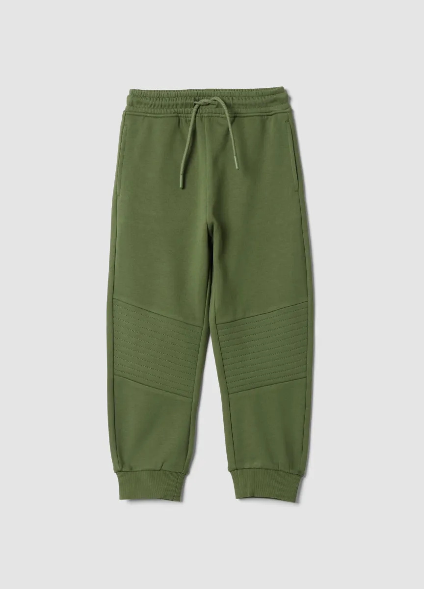 Pantaloni jogger verdi in puro cotone regular fit