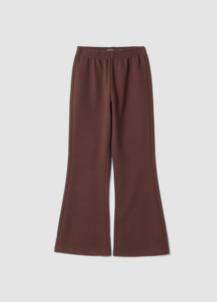 Pantaloni marroni flare in misto cotone e viscosa