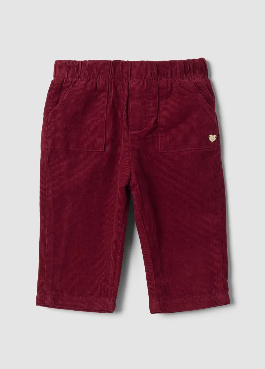 Pantaloni rosa in puro cotone con vita elasticizzata