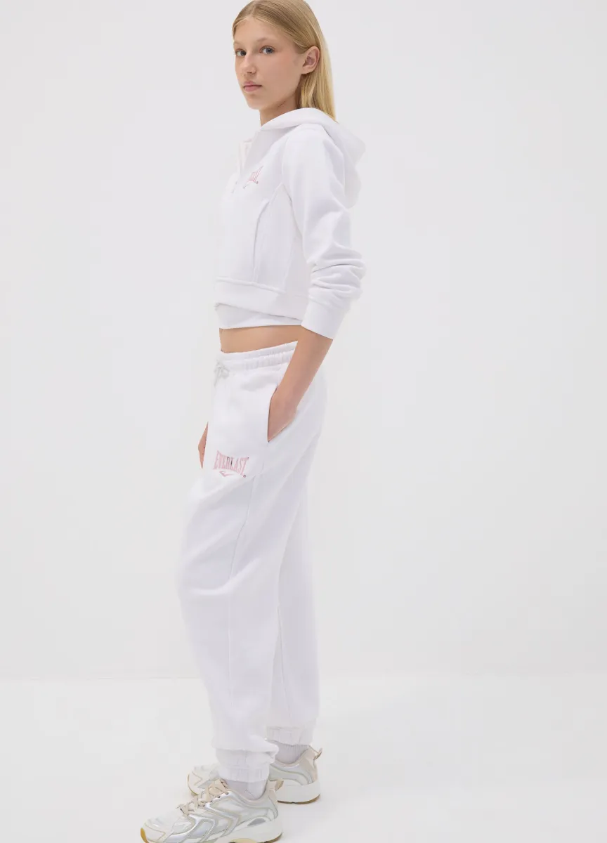 Pantaloni sportivi bianchi in misto cotone per ragazza regular fit