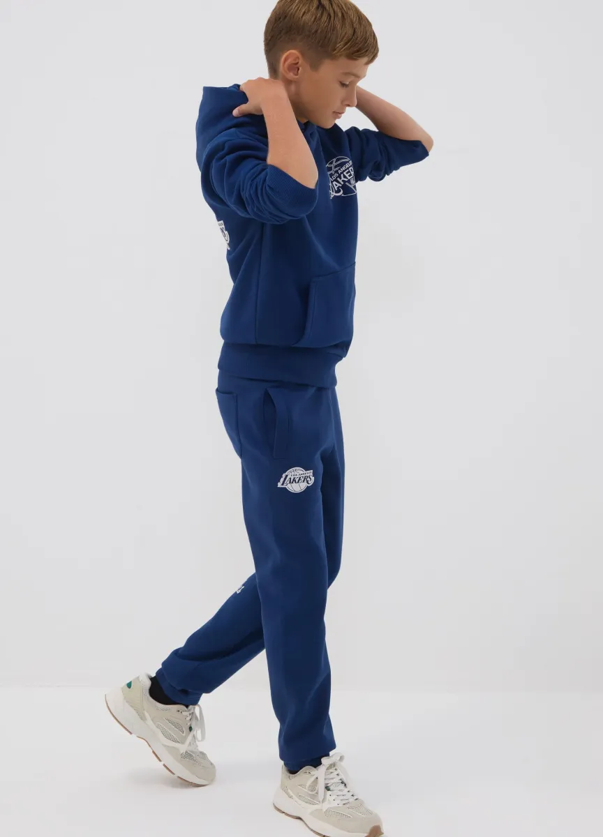 Pantaloni sportivi blu in misto cotone regular fit