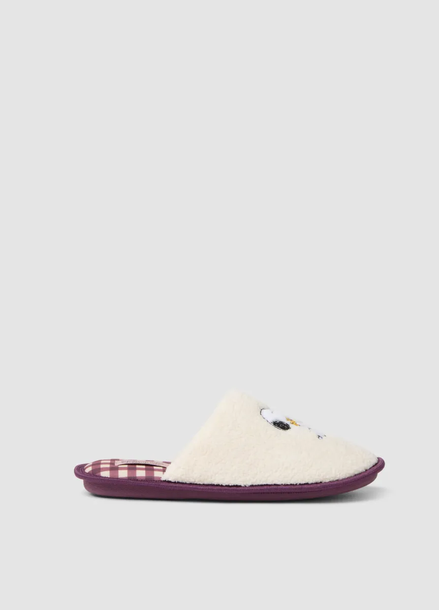 Pantofole bianco panna con ricamo Snoopy
