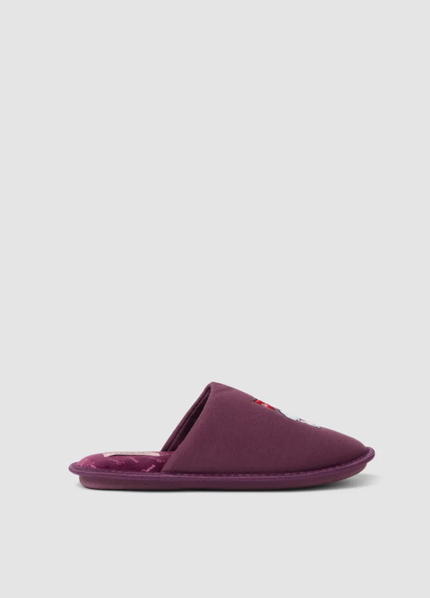 Pantofole viola malva con ricamo Peanuts