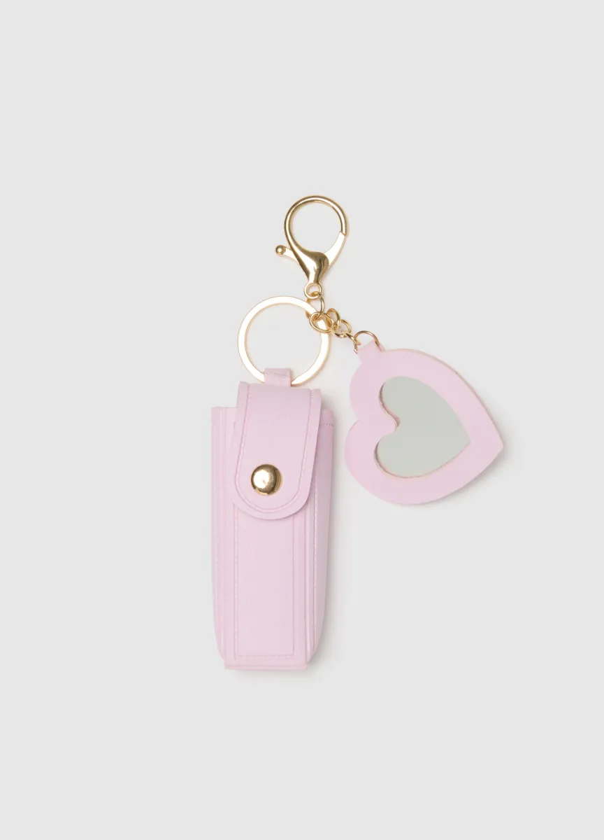 Pink charm mirror + lipstick case