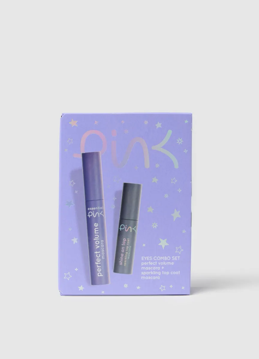 Pink Kit mascara perfect + top coat shine on top