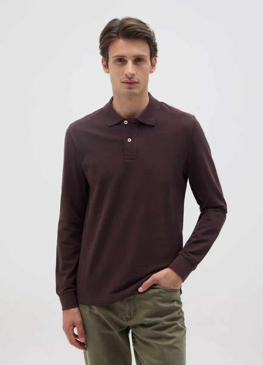 Polo in puro cotone marrone regular fit