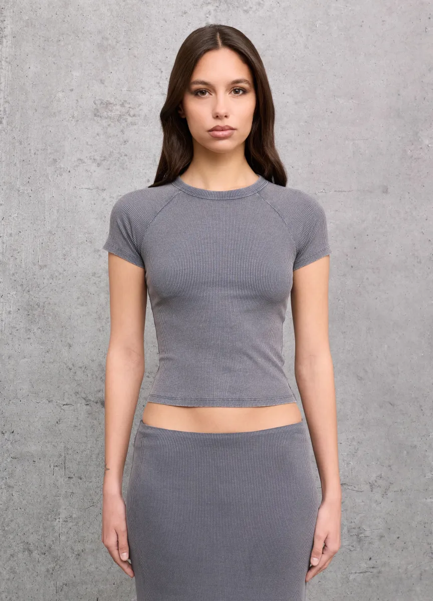Ribbed Perfect T-shirt Vintage Grey