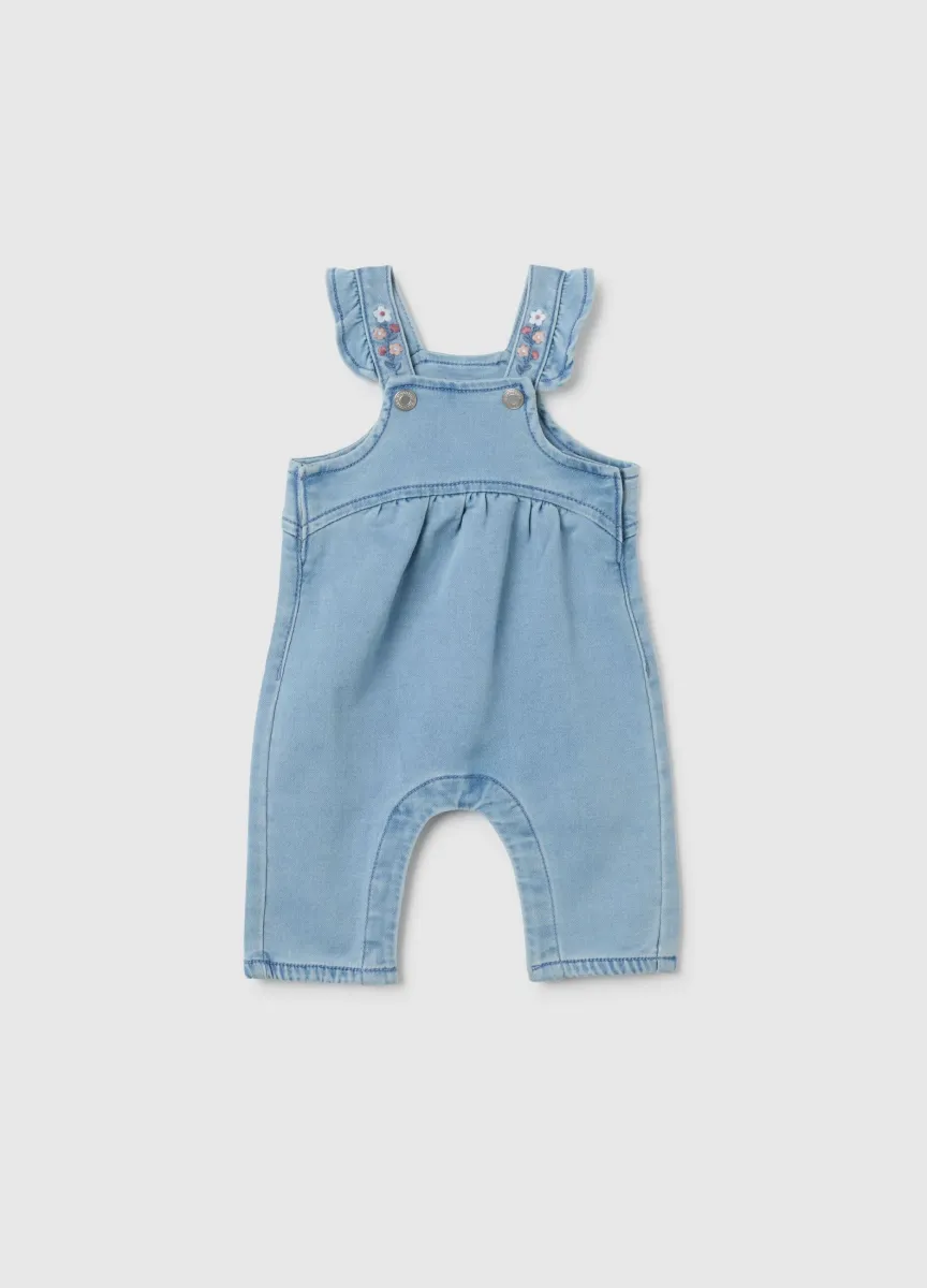 Salopette da neonata in denim azzurro regular fit