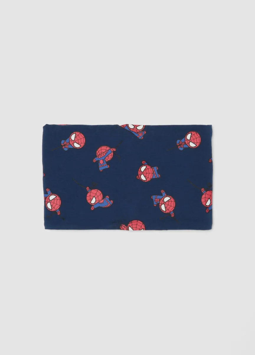 Scaldacollo blu in cotone organico elasticizzato a tema MARVEL Spider-Man