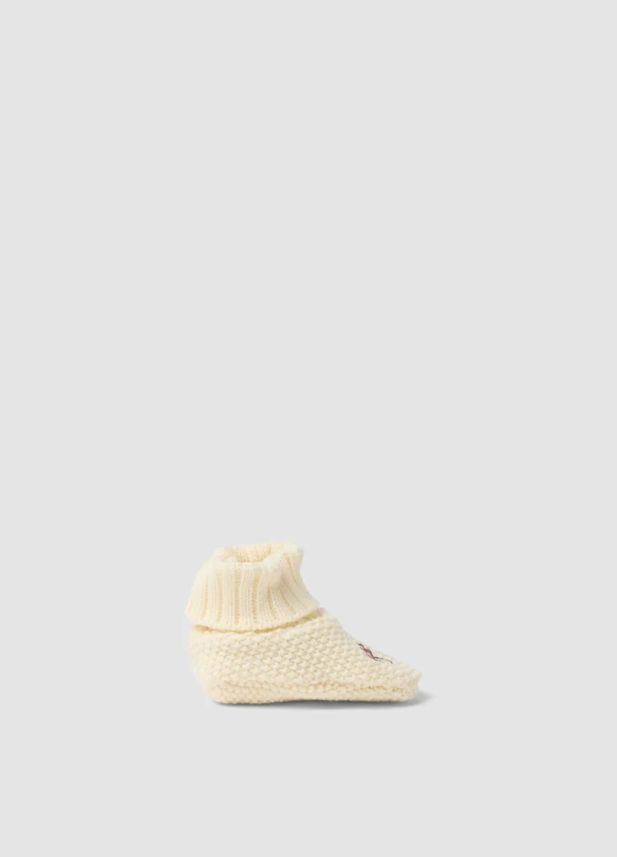 Scarpine bianche in puro cotone con risvolto in maglia