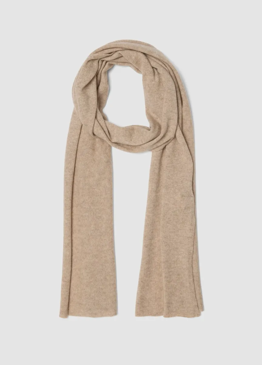 Sciarpa beige in misto lana, cashmere e viscosa