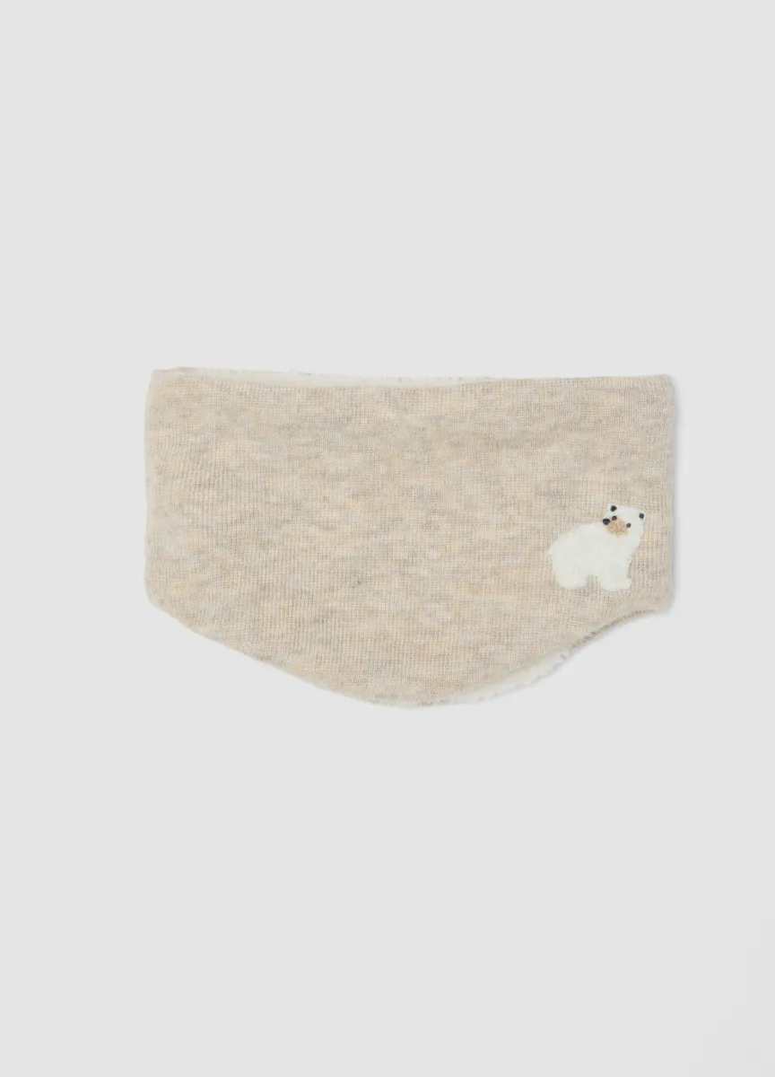 Sciarpa beige mélange in misto lana con interno teddy