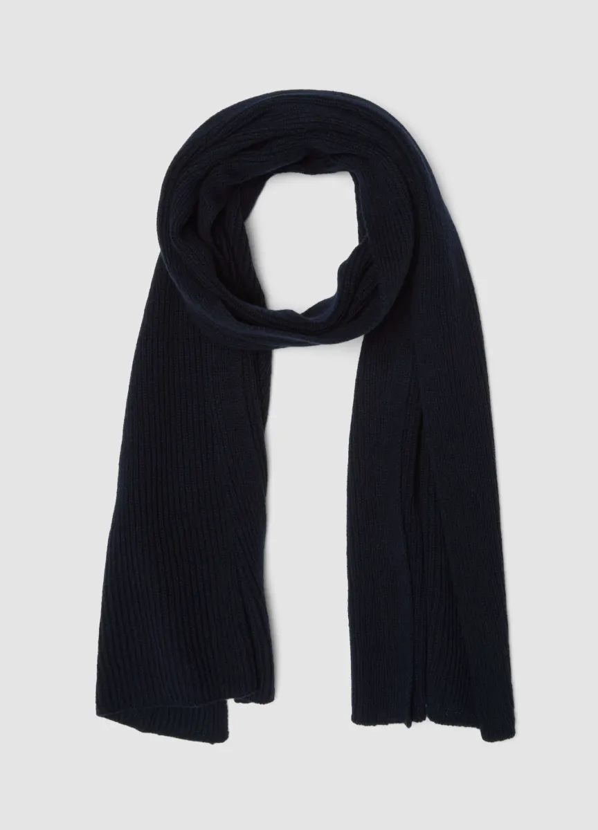 Sciarpa blu in puro cashmere a coste
