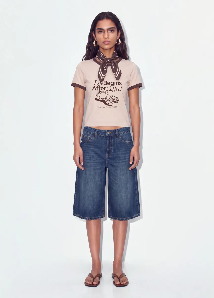 Shorts baggy in denim blu in puro cotone