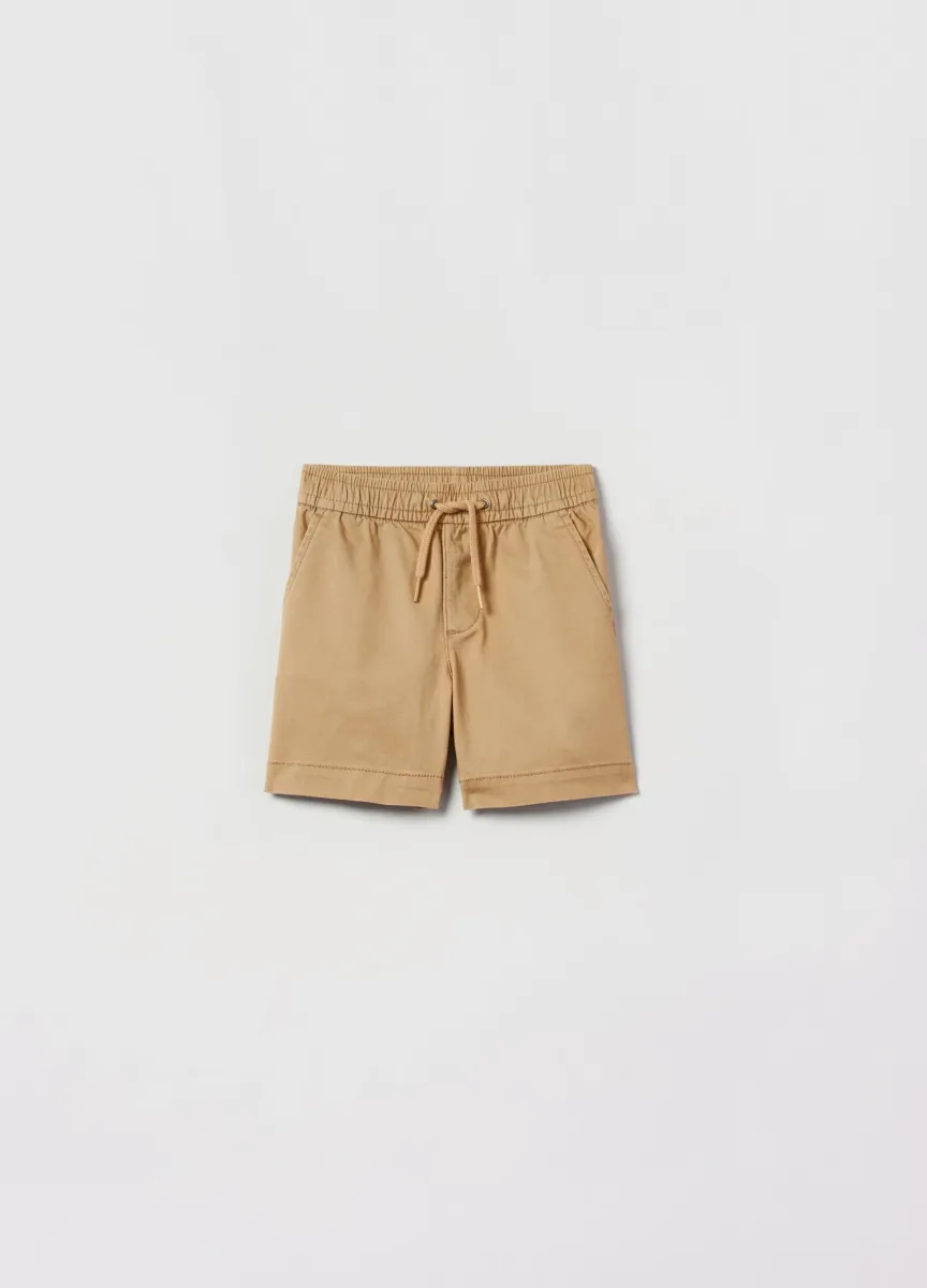 Shorts in cotone stretch con coulisse