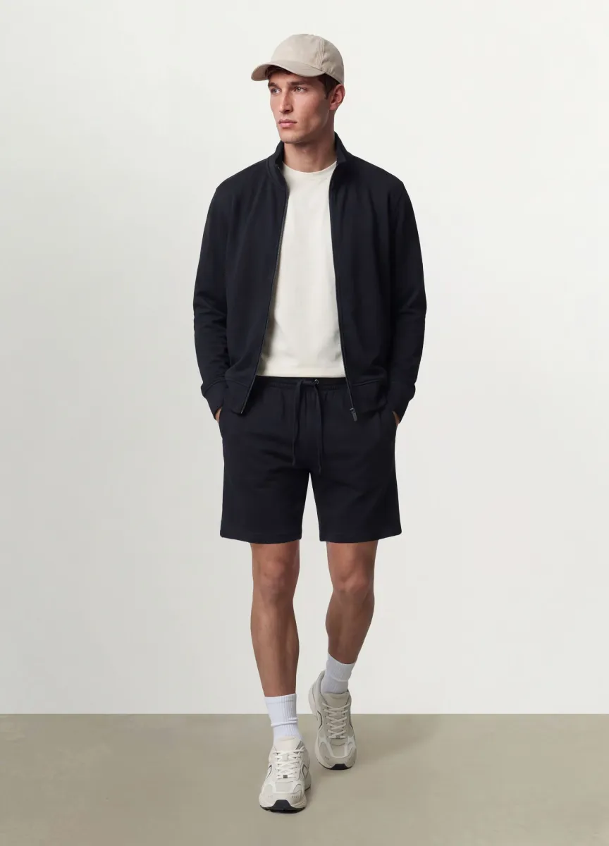 Shorts nero in misto cotone con vita elasticizzata regular fit