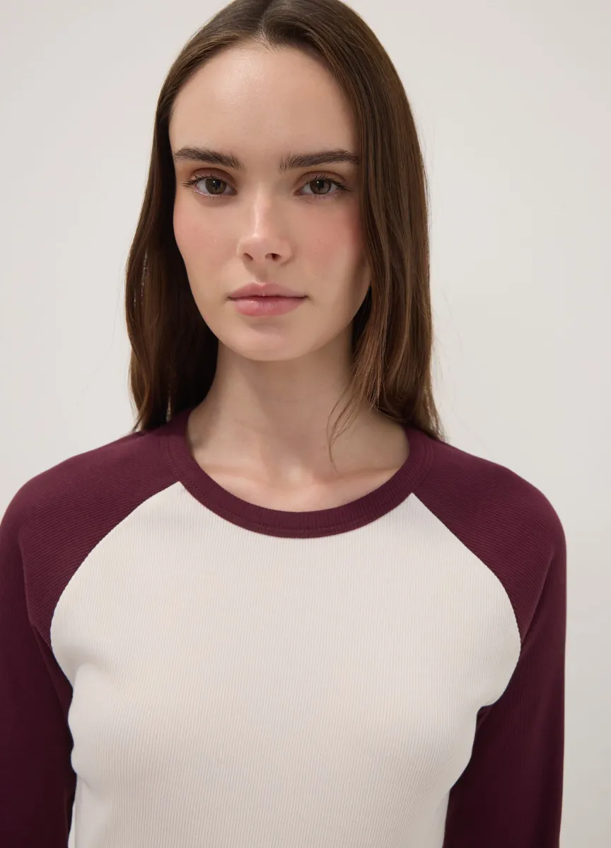T-shirt bianca in puro cotone a maniche lunghe