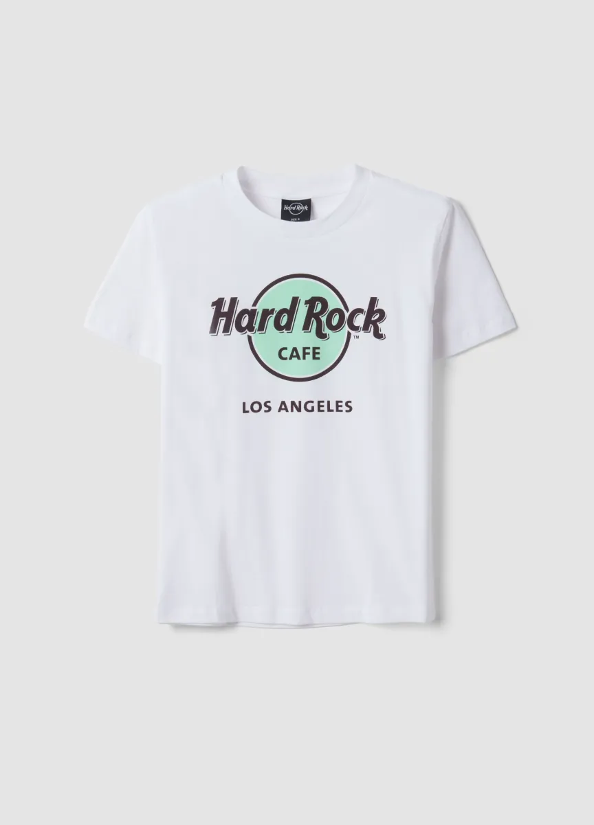 T-shirt bianca in puro cotone con logo Hard Rock Cafe regular fit