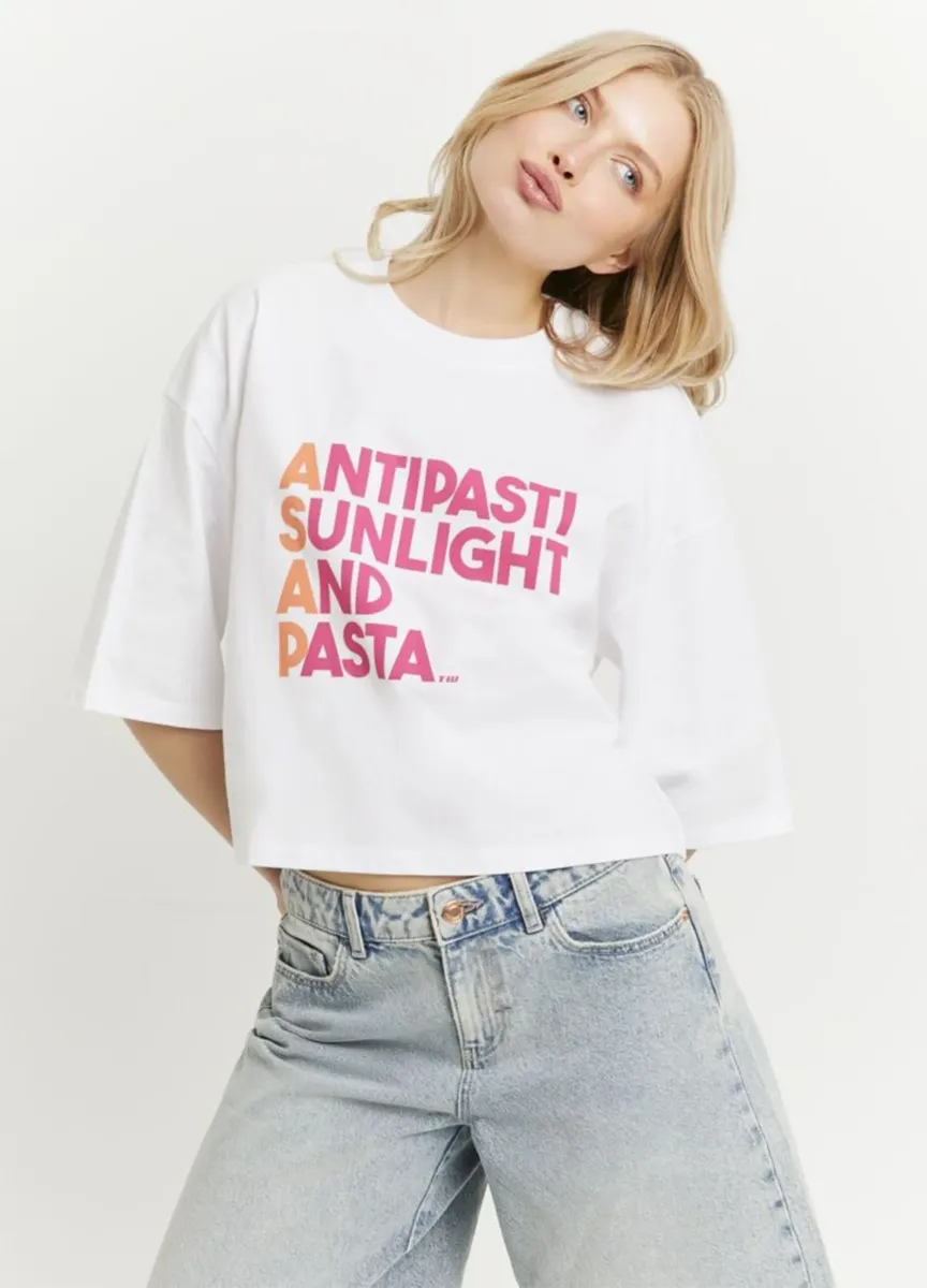 T-shirt bianca in puro cotone con stampa