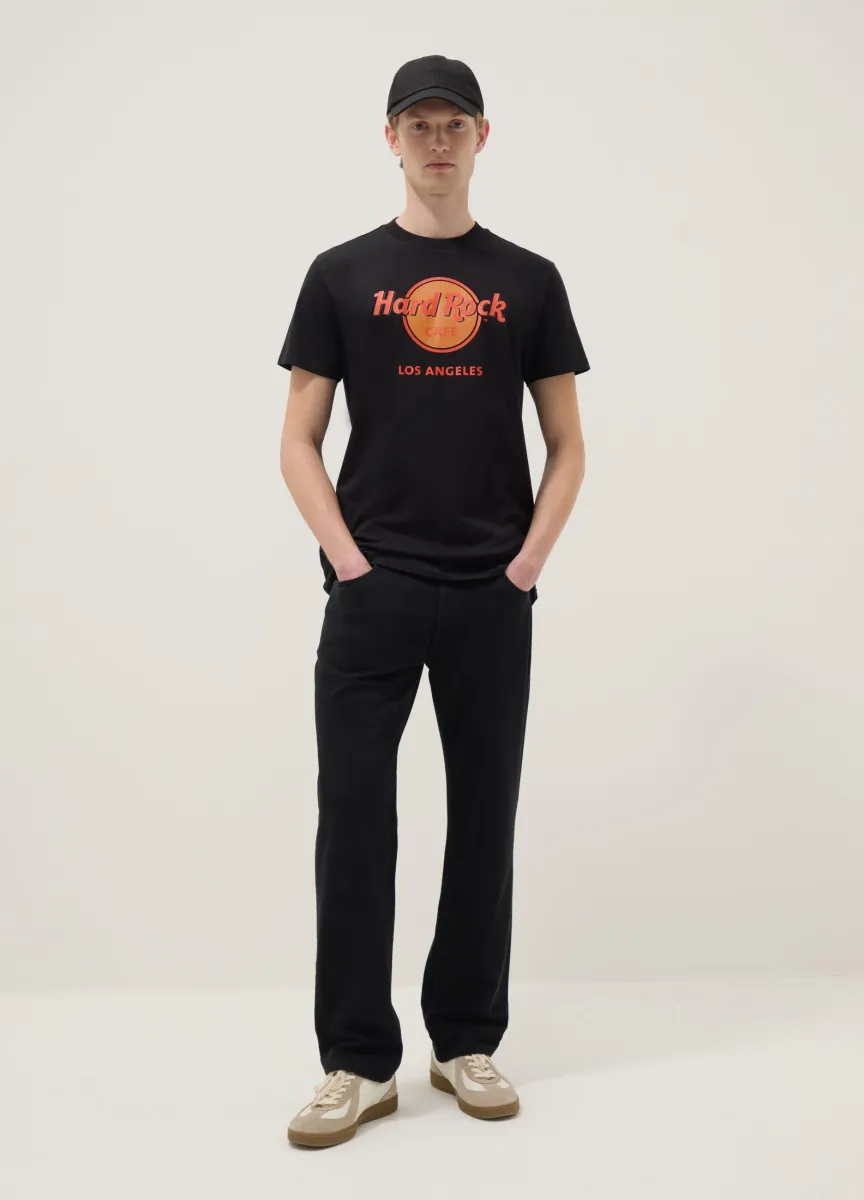 T-shirt in puro cotone nero regular fit con logo Hard Rock Cafe