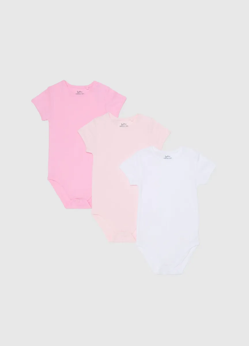 Tripack body multicolor da neonata in puro cotone