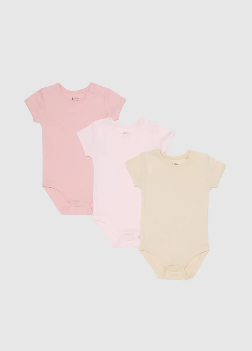 Tripack body multicolor da neonata in puro cotone