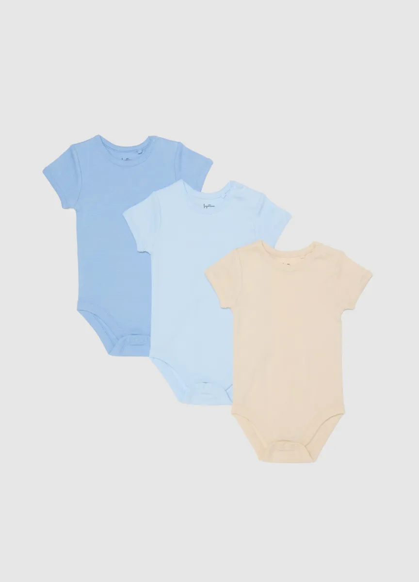 Tripack body multicolor da neonato in puro cotone