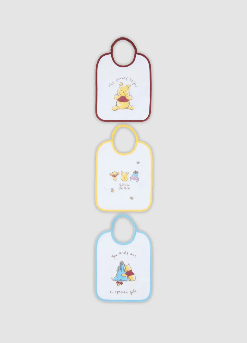 Tripack di bavaglini in misto cotone organico con stampa Winnie The Pooh