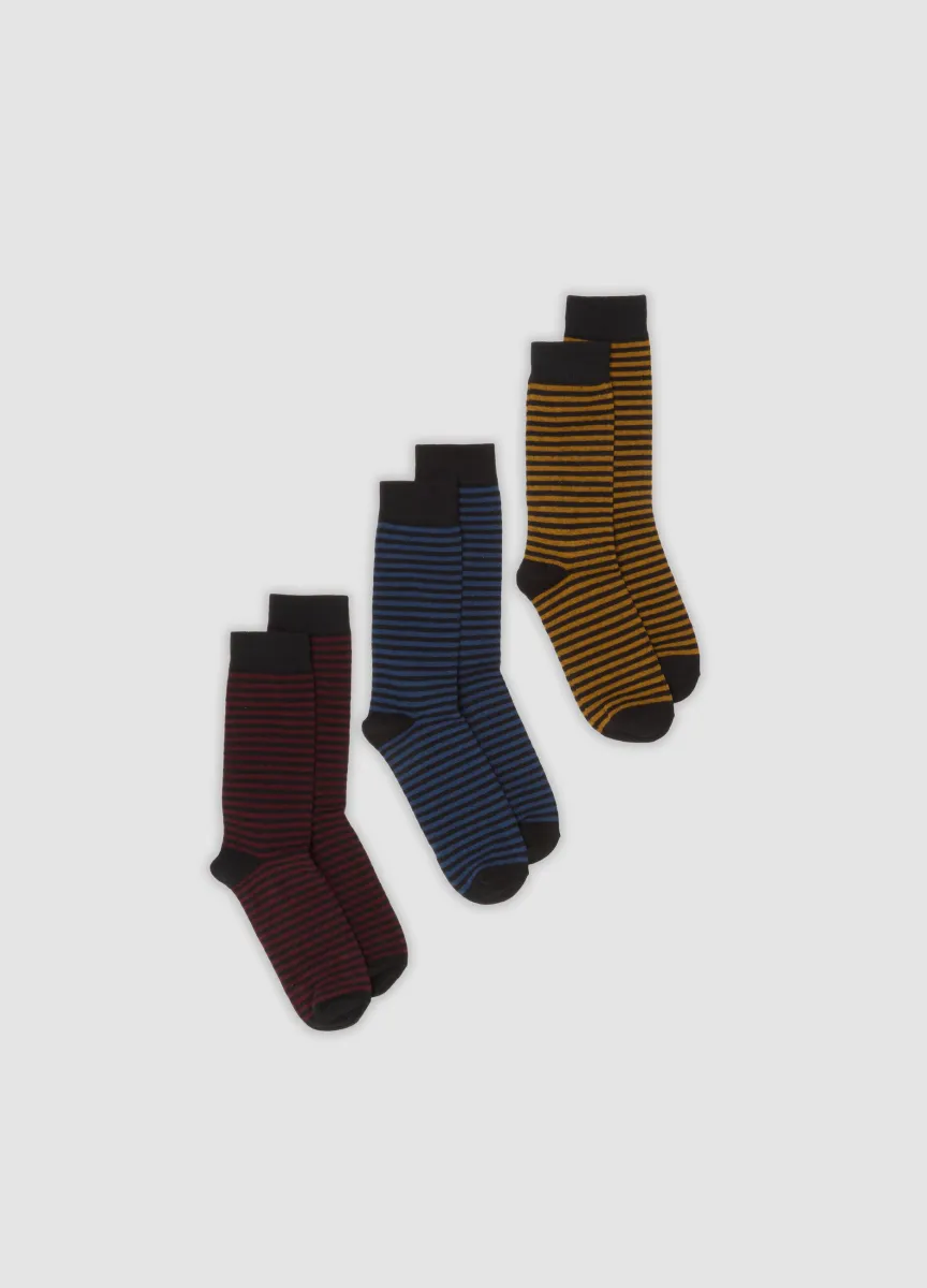 Tripack di calze midi multicolor in cotone organico elasticizzato