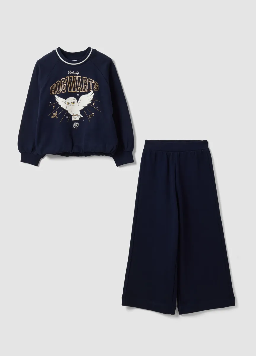 Tuta blu in puro cotone con stampa Harry Potter per bambina