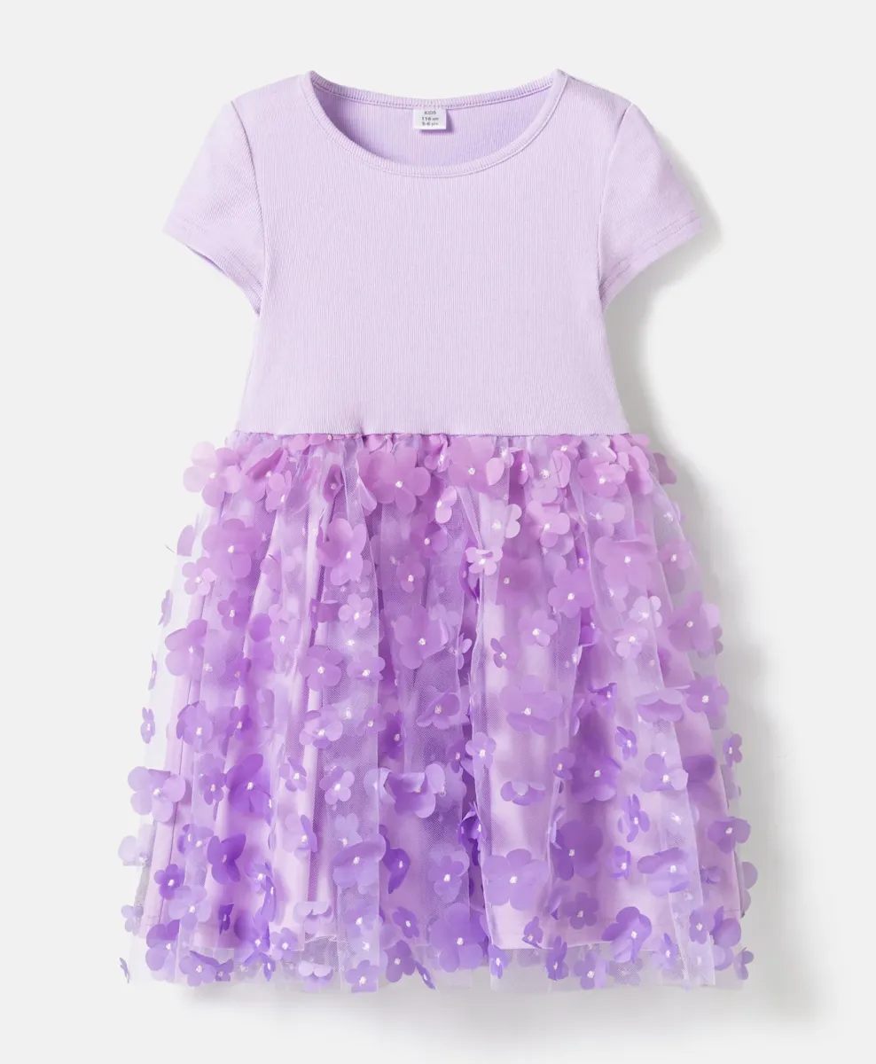 Abito bambina con fiori 3D