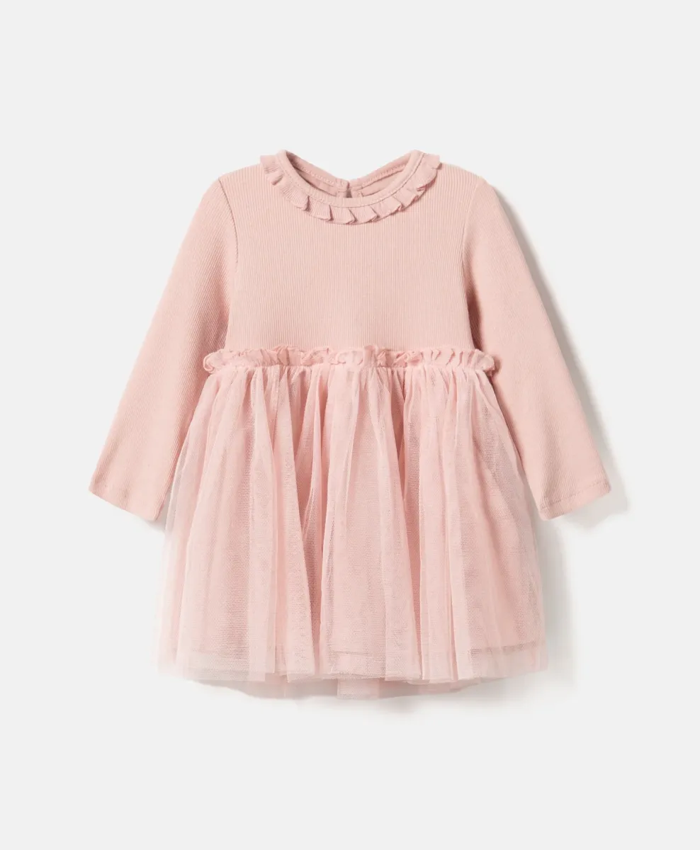 Abito da neonata con gonna in tulle a pois