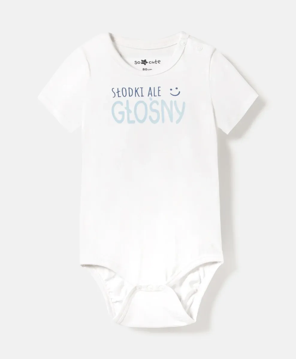 Body neonato con stampa slogan 100% cotone