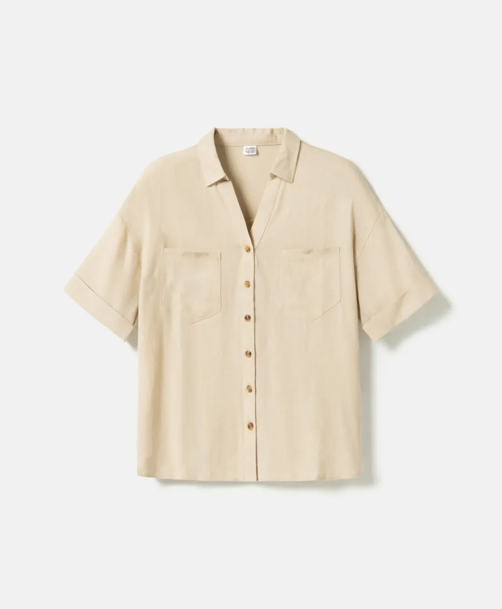 Camicetta in lino beige da donna