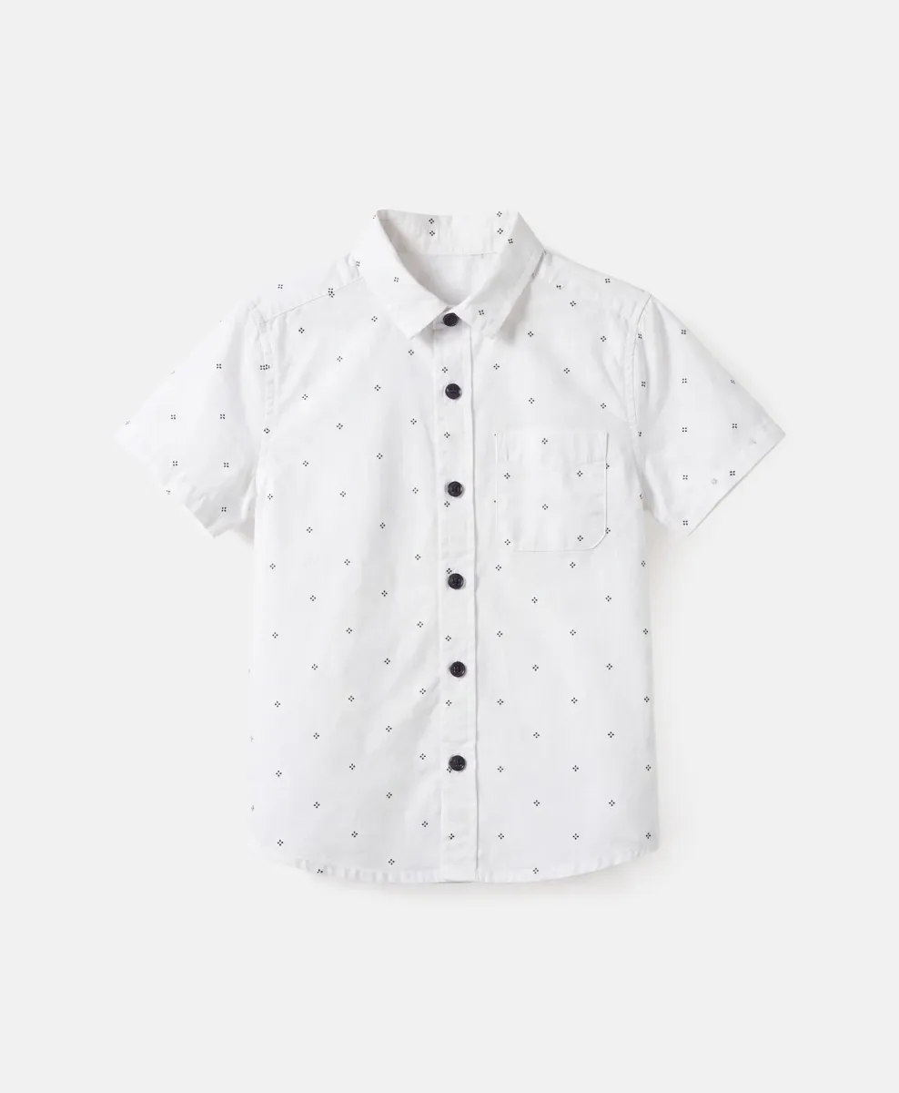 camicia da bambino a maniche corte a piccoli motivi in 100% cotone