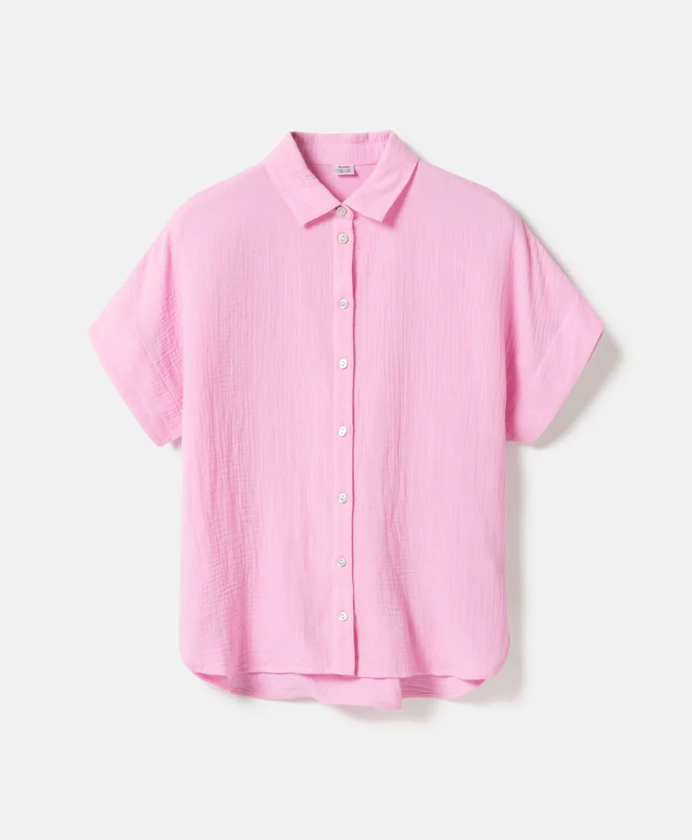 Camicia rosa in mussola da donna 100% cotone