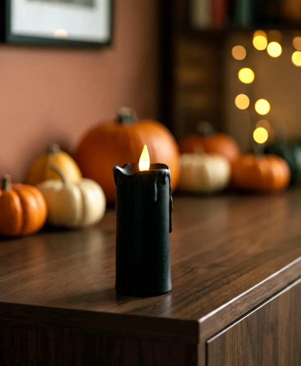 Candela LED nera grande per Halloween