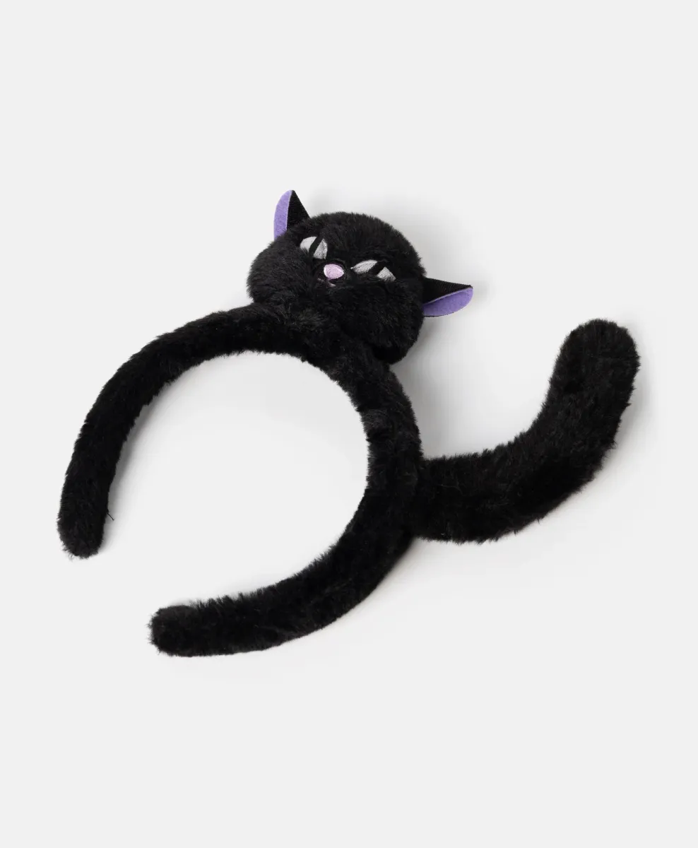 Cerchietto da bambina per Halloween con gatto nero