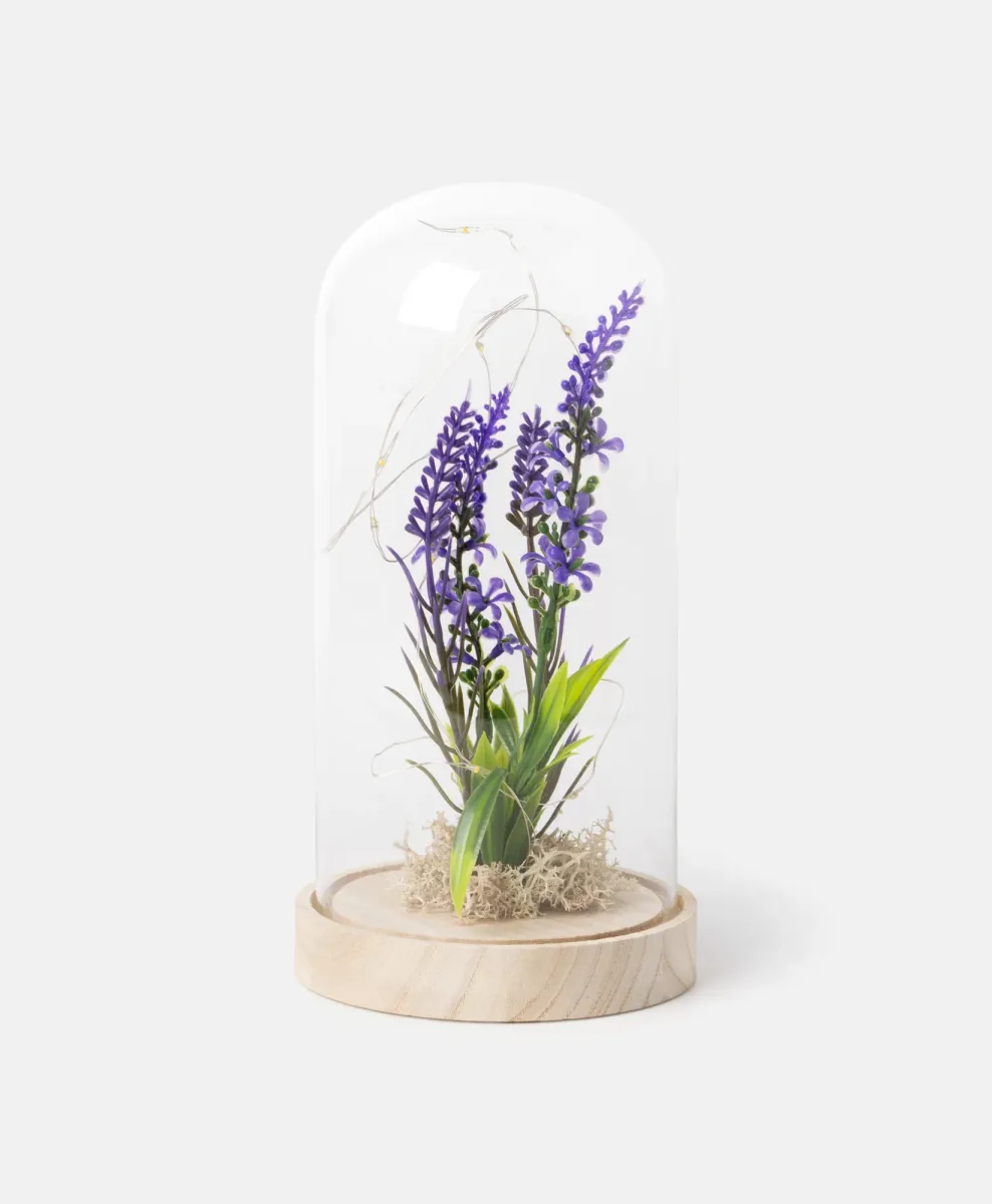 Decorazione LED con fiore in cupola di vetro