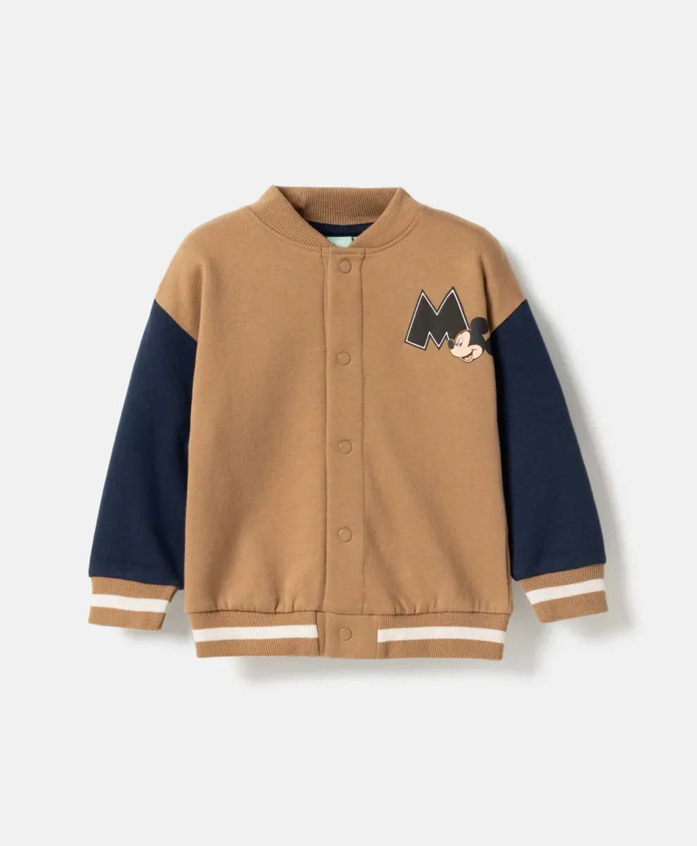Felpa bomber da neonato con Mickey Mouse in 100% cotone